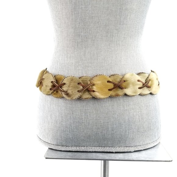 Vintage Genuine Cowhide and Leather Boho Belt - Picture 5 of 14